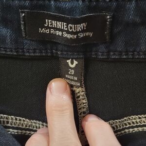 True Religion Jennie Curvy Mid Rise Super Skinny Jeans - Dark Blue